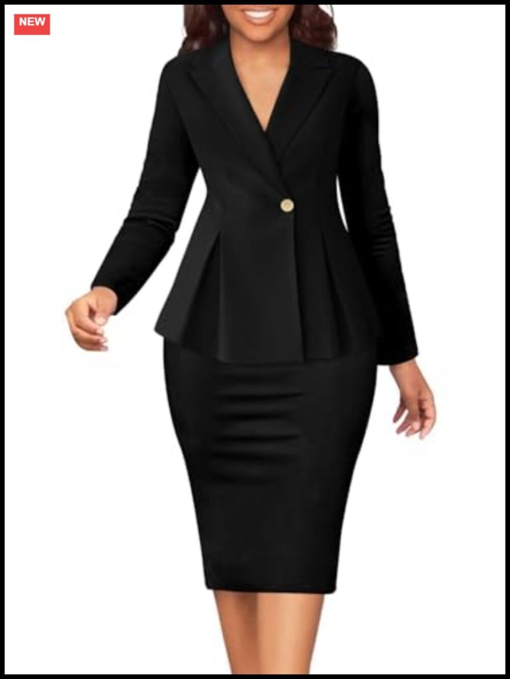 Women's 2 Piece Skirt Suit Set Business Casual Blazer Pencil Skirt